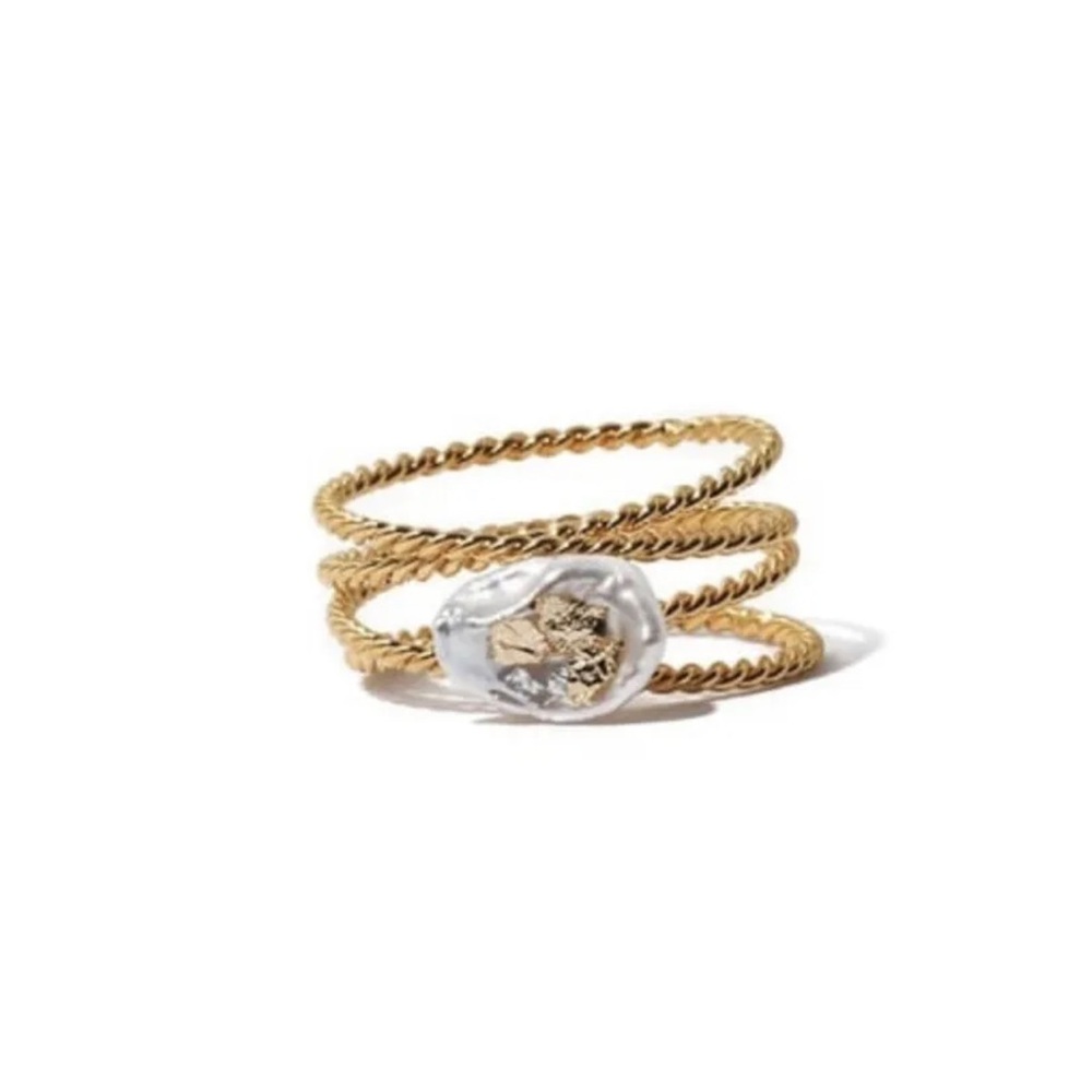 Brass Freshwater pearl ring.